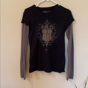 GUC Hurley LS Shirt Size L (runs smaller) Blk/Grey
